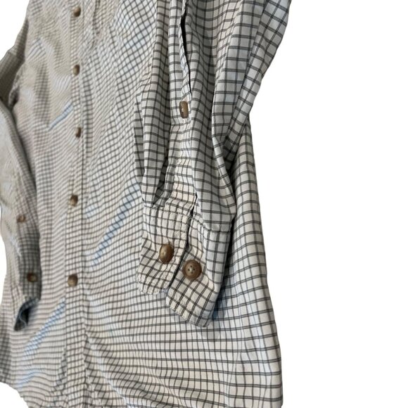 Eddie Bauer Tattersall Shirt Mens White Black Long Sleeve Nylon Size L - Picture 12 of 12